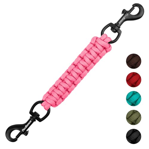 PetBonus Hundehalsband Clips, handgefertigtes Sicherungsband für Hundegeschirr, Stachelhalsband, doppelendiger Leinenverbinder (Rosa) von PetBonus