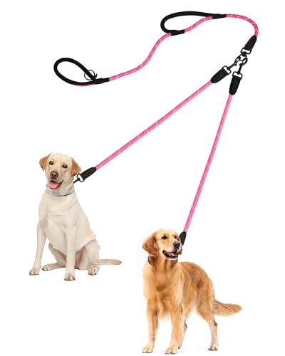 PetBonus Hundeleine Doppelleine für 2 Hunde, Keine Verwicklung Robuste Nylon hundeleine, Reflektierend Doppelte Leinen für große mittlere Hunde 1,2 cm von PetBonus