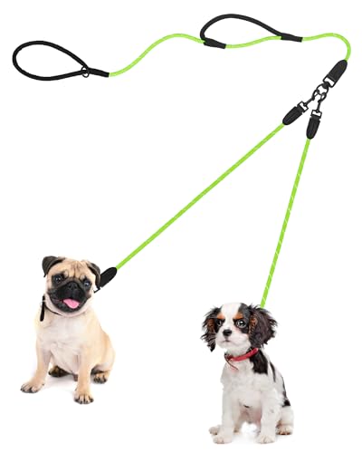 PetBonus Hundeleine Doppelleine für 2 Hunde, Keine Verwicklung Robuste Nylon hundeleine, Reflektierend Doppelte Leinen für kleine mittlere Hunde 0,8 cm von PetBonus