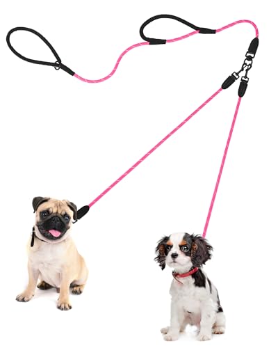 PetBonus Hundeleine Doppelleine für 2 Hunde, Keine Verwicklung Robuste Nylon hundeleine, Reflektierend Doppelte Leinen für kleine mittlere Hunde 0,8 cm von PetBonus