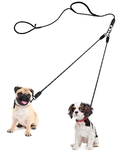 PetBonus Hundeleine Doppelleine für 2 Hunde, Keine Verwicklung Robuste Nylon hundeleine, Reflektierend Doppelte Leinen für kleine mittlere Hunde 0,8 cm von PetBonus