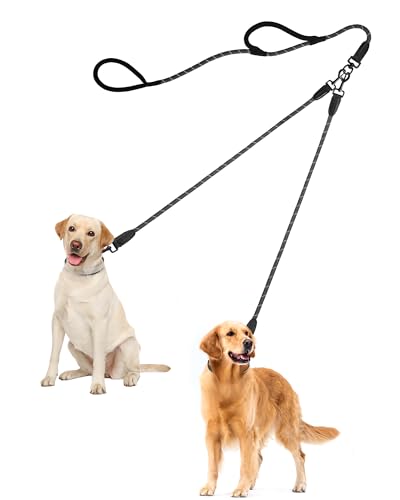 PetBonus Hundeleine Doppelleine für 2 Hunde, Keine Verwicklung Robuste Nylon hundeleine, Reflektierend Doppelte Leinen für große mittlere Hunde 1,2 cm von PetBonus