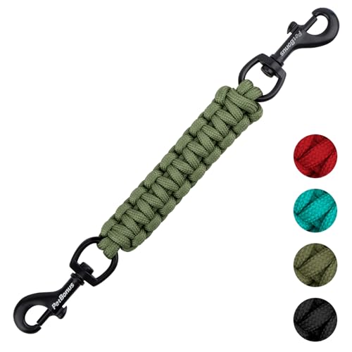 PetBonus Hundehalsband Clips, handgefertigtes Sicherungsband für Hundegeschirr, Stachelhalsband, doppelendiger Leinenverbinder (Armeegrün) von PetBonus