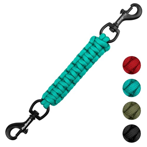 PetBonus Hundehalsband Clips, handgefertigtes Sicherungsband für Hundegeschirr, Stachelhalsband, doppelendiger Leinenverbinder (Türkis) von PetBonus