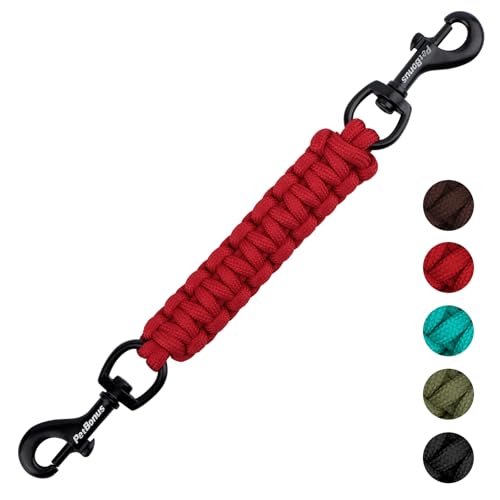 PetBonus Hundehalsband Clips, handgefertigtes Sicherungsband für Hundegeschirr, Stachelhalsband, doppelendiger Leinenverbinder (Rot) von PetBonus