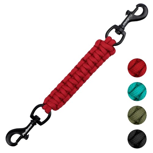 PetBonus Hundehalsband Clips, handgefertigtes Sicherungsband für Hundegeschirr, Stachelhalsband, doppelendiger Leinenverbinder (Rot) von PetBonus