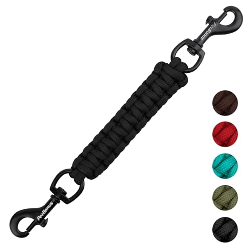 PetBonus Hundehalsband Clips, handgefertigtes Sicherungsband für Hundegeschirr, Stachelhalsband, doppelendiger Leinenverbinder (Schwarz) von PetBonus