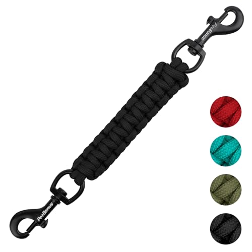 PetBonus Hundehalsband Clips, handgefertigtes Sicherungsband für Hundegeschirr, Stachelhalsband, doppelendiger Leinenverbinder (Schwarz) von PetBonus