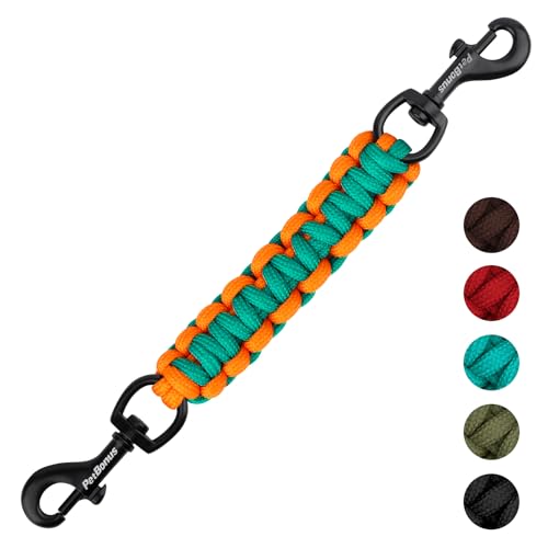 PetBonus Hundehalsband Clips, handgefertigtes Sicherungsband für Hundegeschirr, Stachelhalsband, doppelendiger Leinenverbinder (Türkis, Orange) von PetBonus