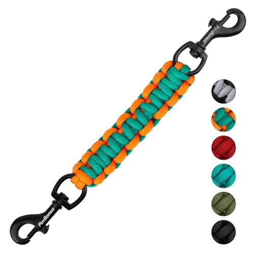 PetBonus Hundehalsband Clips, handgefertigtes Sicherungsband für Hundegeschirr, Stachelhalsband, doppelendiger Leinenverbinder (Türkis, Orange) von PetBonus