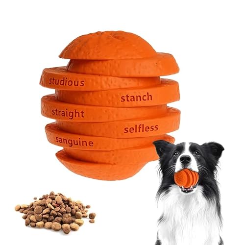 PetBuds Unzerstörbares Hundespielzeug – Interaktives Hundespielzeug gegen Langeweile – Orangenform Leckerli-Spender Hundespielzeug und Kauspielzeug für Hunde – 2-in-1 Hundespielzeug und Kauspielzeug von PetBuds