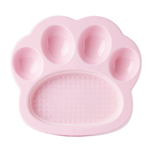 PetDreamHouse Paw 2-in-1 Mini Slow Feeder Hundenapf & Leckmatte, lustiger und einzigartiger Pfotenförmiger langsamer Futternapf mit austauschbarem Pfoten-Leck-Pad, Babyrosa von PetDreamHouse