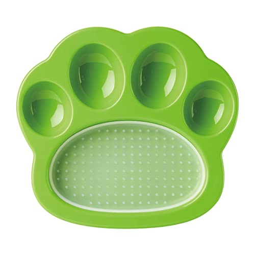 PetDreamHouse Paw 2-in-1 Mini Slow Feeder Hundenapf & Leckmatte, lustige und einzigartige Pfotenform, langsames Fressnapf mit austauschbarem Pfoten-Leckpad, Grün von PetDreamHouse