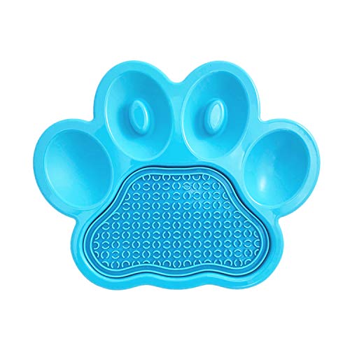 PetDreamHouse Paw Feeder Interaktiver Futternapf und herausnehmbares Lick Mat Pad für Hunde, Welpen oder Katzen, Teller-Futter, Leckerlis, Kontrolliert schnelles Fressen, Anti-Blähen, Blau von PetDreamHouse