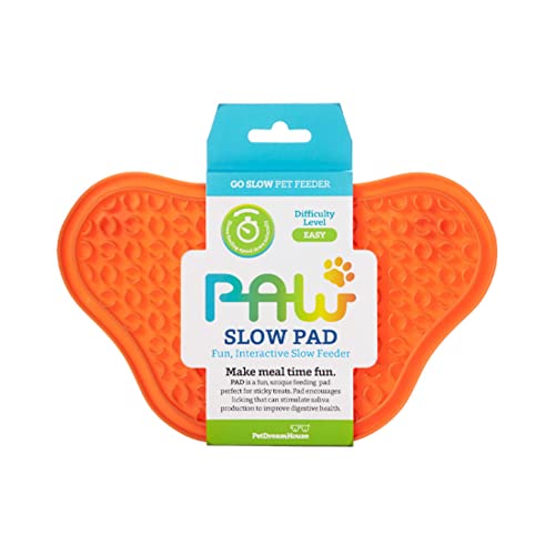 PetDreamHouse Paw Feeder Lick Pad Hunde-Leckunterlage, Ablenkungsmatte für Bad oder Dusche mit Saugnapf zum Lecken von Paste, Soße, Joghurt oder Erdnussbutter – Orange von PetDreamHouse