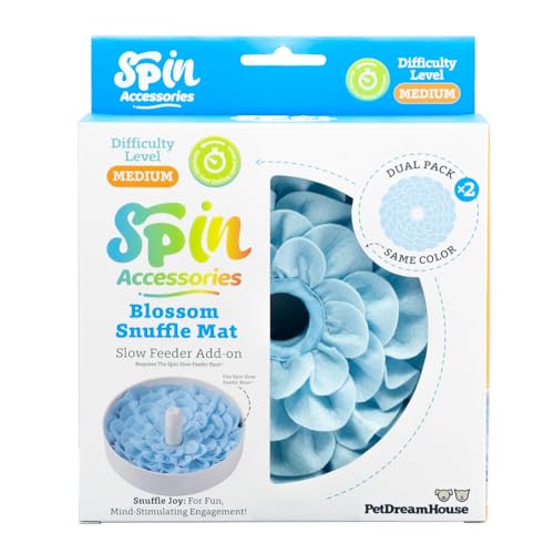 PetDreamHouse Spin Blossom Schnüffelmatte Duo für Hunde - Interaktive Futtersuche, Spaß & Langsames Füttern Hundezubehör; 2-in-1 Stimulierende Mahlzeit für Hunde (Blau 2 Pack) von PetDreamHouse