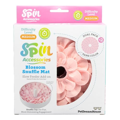 PetDreamHouse Spin Blossom Schnüffelmatte Duo für Hunde: interaktive Futtersuche, Spaß & langsames Füttern Hundezubehör; 2-in-1 stimulierende Mahlzeit für Hunde (Rosa, 2 Stück) von PetDreamHouse