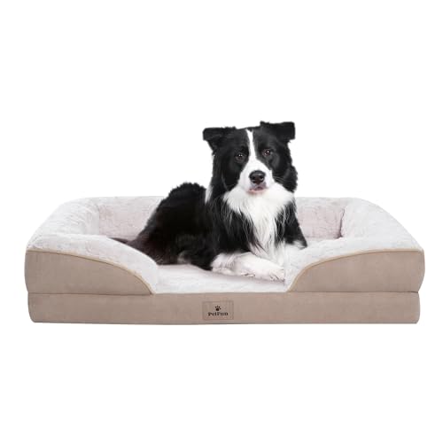 PetFun Orthopädisches Hundebett für große Hunde – großes waschbares Hundesofa, groß, stützendes Schaumstoff-Haustier-Couch-Bett mit abnehmbarem, waschbarem Bezug, wasserdichtem Futter und rutschfester von PetFun