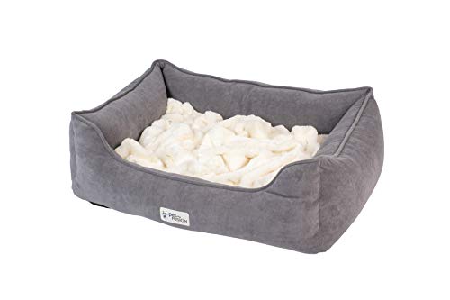 PetFusion Calming Cuddler Hundebett und Katzenbett, Anti-Angst-Rückstellschaum-Hundebett für kleine Hunde, Katzen, lose Decke fördert das Graben und Kneten, Größe S (62 x 53 cm) von PetFusion