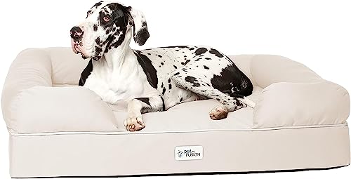 PetFusion Ultimate Hundebett aus Memory-Schaum, Jumbo-Lounge, orthopädisch, bequem, groß, wasserdicht, für extra große Hunde, Sandstein, Größe XXL (127 x 102 x 33 cm) von PetFusion