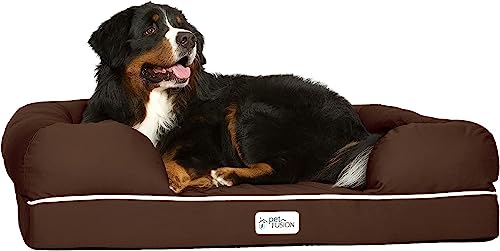 PetFusion Ultimate Memory Foam Hundebett Lounge, orthopädisch, bequem, groß, wasserdicht, für große Hunde, Schokoladenbraun, Größe XL (112 x 86 x 25 cm) von PetFusion