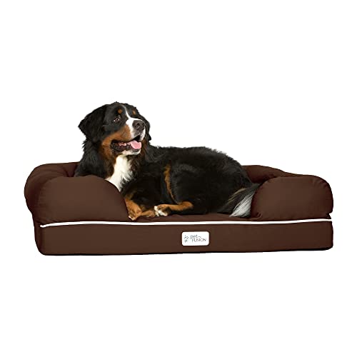 PetFusion Ultimate Memory Foam Hundebett Lounge, orthopädisch, bequem, groß, wasserdicht, für große Hunde, Schokoladenbraun, Größe XL (112 x 86 x 25 cm) von PetFusion