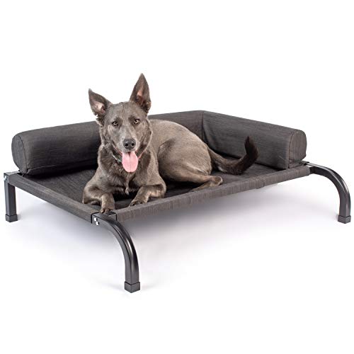 PetFusion Ultimatives erhöhtes Outdoor-Hundebett mit robustem Stahlrahmen, Gartenmöbel für Hunde, wasserabweisend, kühlendes Hundebett mit Schutzhülle, Größe XL (119,4 x 109,2 x 27,9 cm) von PetFusion