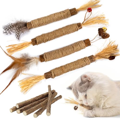 PetGens Katzenminze Sticks, Matatabi Stick Katze Kaustangen Katzenminze Spielzeug Kausticks Katzenspielzeug für Katzen Zahnpflege Natürlich Sicher von PetGens