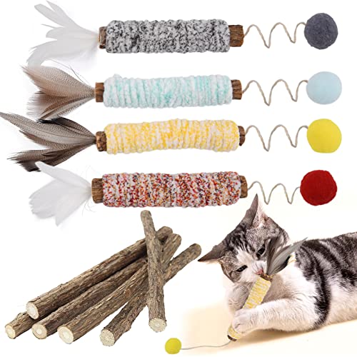 PetGens Katzenminze Sticks für Katzen, Matatabi Stick Katze Kauspielzeug Matatabi-Kausticks katzenspielzeug Kauholz Katze Catnip Sticks Katzenminze Sticks zum Schleifen von Zähnen von PetGens