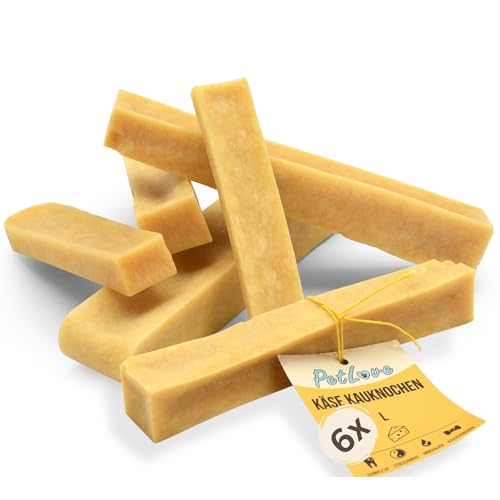 PetLove Hartkäse für Hunde • 100% natürlicher Kauknochen aus Käse • Kaukäse Hund • Kauspaß & Zahnpflege • Ideal für unterwegs • 6er Pack • Größe L: 80-110g von PetLove