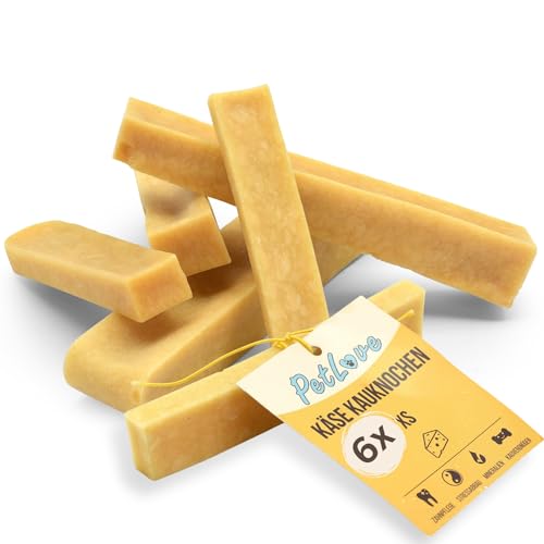 PetLove Hartkäse für Hunde • 100% natürlicher Kauknochen aus Käse • Kaukäse Hund • Kauspaß & Zahnpflege • Ideal für unterwegs • 6er Pack • Größe XS: 10-30g von PetLove