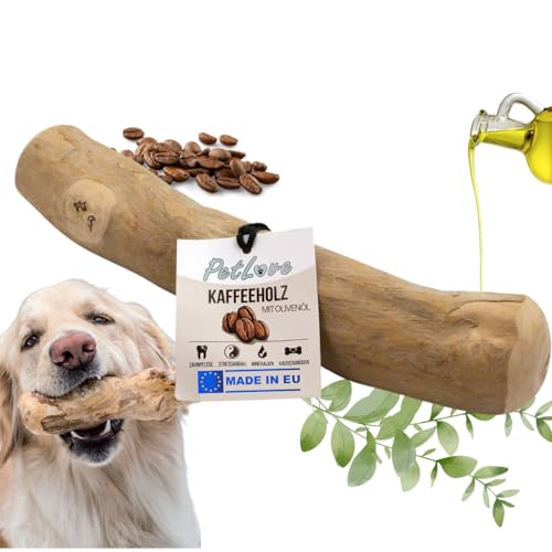 PetLove Kaffeeholz für Hunde • Kauholz Hund als Hundespielzeug & Zahnpflege • Holzknochen für Hund • Ohne Koffein • Größe: L - mit Olivenöl • Für große Hunde von PetLove