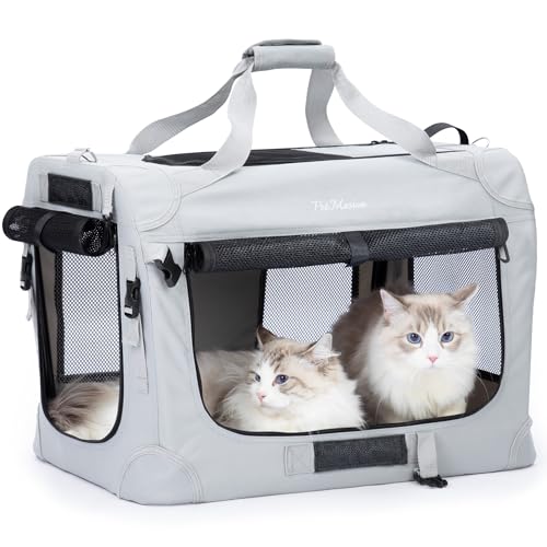 PetMasion Extra große Katzentragetasche für 2 Katzen, zusammenklappbar, weiche Seiten, XL-Kiste für große Mudium-Katzen, 9 kg, tragbare Tasche für lange Reisen, 61 x 41,9 x 41,9 cm von PetMasion