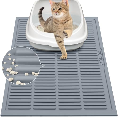 PetNova Gummi-Katzenstreumatte: wasserdichte Katzenstreu Auffangmatte – leicht zu reinigende Katzenstreu-Fangmatte (61 x 38,1 cm) von PetNova