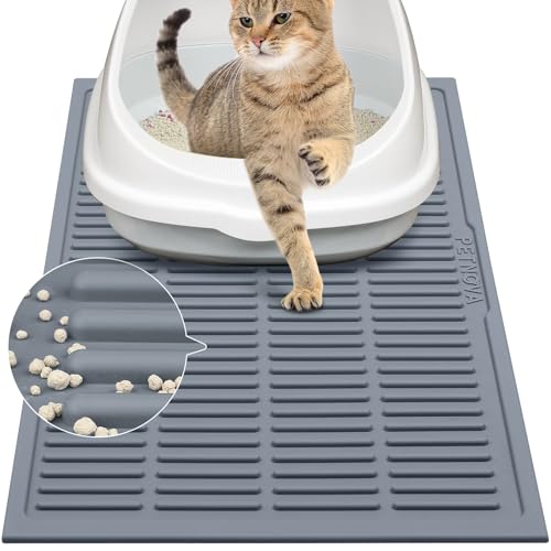 PetNova Gummi-Katzenstreumatte: wasserdichte Katzenstreu Auffangmatte – leicht zu reinigende Katzenstreu-Fangmatte (61 x 38,1 cm) von PetNova