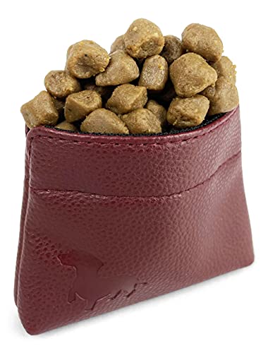 Pet Pal Pocket Pouch – Kleine Leckerlis Trainingstasche mit Clip und Magnetöffnung – Einfache und stilvolle Tasche mit niedrigem Profil – veganes Leder – Kastanienbraun mit schwarzer Innenseite von PetPal