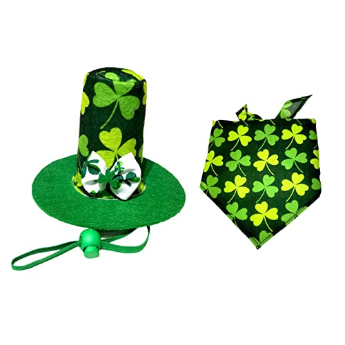 2pcs St. Patricks Day Hunde Kostüm St. Patrick's Day Hundedekoration Lieferungen Vierblatt Clover Triangular Handtuch Haustier Hut Katze Haustier Kopfschmuck St. Patrick's Day Hund von PetPhindU