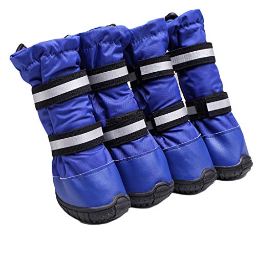 Dog Regen Stiefel Reflektierende Boots, Plüsch-tatzen-Schutz Reflective Schuhe Nonslip Paw Pflege Booties Schuhe für Große Hunde von PetPhindU