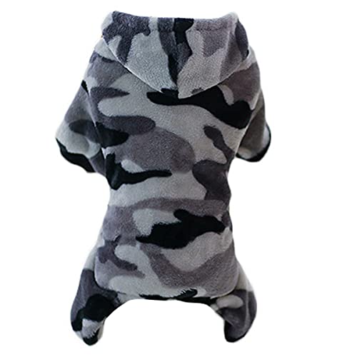 Haustier Hund Mantel, Weiche Fleece Hund Jacke Warme Winddicht Kleine Hund Mantel Welpen Kalten Wetter Kleidung Leichte Fleece Pet Pullover Kostüm Pet Atmungsaktiv Camouflage mit Kapuze von PetPhindU