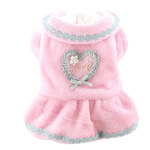 Hund Kleid Welpen Hund Rock Nette Liebe Fleece Welpen Kleid Hund Kleidung Haustier Weichen Warme Kleid für Teddy Schnauzer Pudel Kleine Hund Katze von PetPhindU