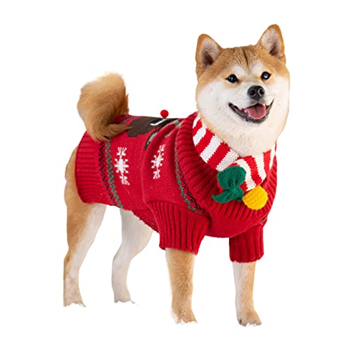 Hund Weihnachtspullover Weihnachtsfest Pullover Hund Kleidung Herbst und Winterpullover Shiba Inu Teddy Methode Winterkleidung Kleine und Mittlere Hunde Welpen Haustier Freizeit von PetPhindU