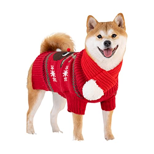 Hund Weihnachtspullover Weihnachtsfest Pullover Hund Kleidung Herbst und Winterpullover Shiba Inu Teddy Methode Winterkleidung Kleine und Mittlere Hunde Welpen Haustier Freizeit von PetPhindU