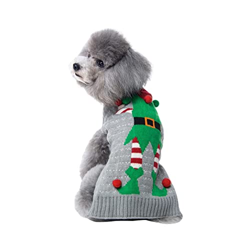 Hund Weihnachtspullover Weihnachtsheilspülpullover Hund Kleidung Frühling Herbst Teddy Pudel Welpe Pullover Weihnachtskleidung Elch Weihnachtskleid Hunde Strickpullover Strickkleidung von PetPhindU