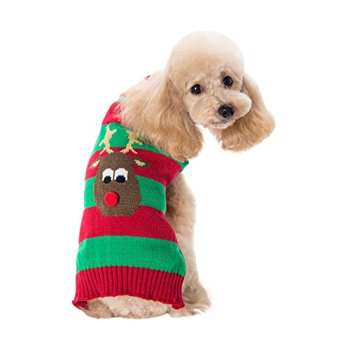 Hund Weihnachtspullover Weihnachtsheilspülpullover Hund Kleidung Frühling Herbst Teddy Pudel Welpe Pullover Weihnachtskleidung Elch Weihnachtskleid Hunde Strickpullover Strickkleidung von PetPhindU