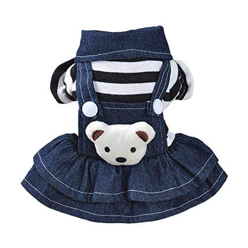 Hundekleid Hunde Kleider Hunde Kostüm Hundekleid Katze Outfits Bekleidung Gestreiftes Jeansrock Overalls Haustier Kleidung Teddy Hund Pommerian Bären Haustier Herbst und Winter Kleiner von PetPhindU