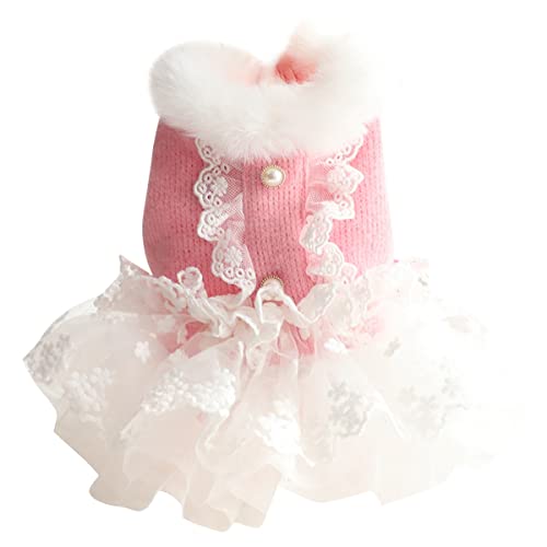 Hundekleid Hunde Kleidung Hund Kostüm Haustier Bekleidung Hund Tutu Hund Wintermantel Hund Kleidung Herbst und Winter Kleidung Katzenprinzessin Rock Spitze Kleid Pelz Kragen Small Hund von PetPhindU