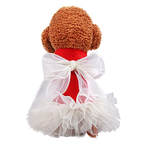 Hundekleid Hunde Kostüm Hundekleid Katze Outfits Bekleidung Haustier Kleidung Herbst Winter Hundekleidung Teddybär Rotes Perlen Spitzenkleid Herbst und Winter Haustier Mantel Kleidung von PetPhindU