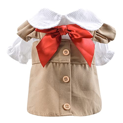 Hundekleid Khaki Rock Sweet Bowknot Kleiner Hund Rock Weiche & Bequeme Frühling Hundegeschirr Kleider Haustier Kleid Hemd Hemd Hirt Doggie Party Mädchen mit Bowknot Katze Kleidung Hund von PetPhindU