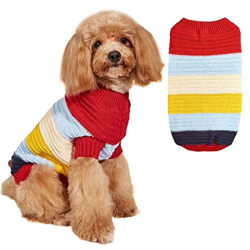 Hundepullover Strickwege Haustiermäntel Hunde Winterkleidung Hundekleidung & Accessoires Retro Ethnischer Pullover Warm Gestreifte Farbenfrohe Farbveränderte Gestrickte Hundepullover von PetPhindU