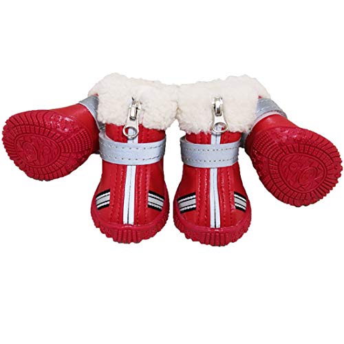 Hundeschneeschuhe Anti-rutsch-Stiefel, Wasserdichtes Plüsch Thermische Booties Reflective Paw Schutz Nonslip Paw Paw Pflege Stiefel Schutz für Kleine Hunde von PetPhindU